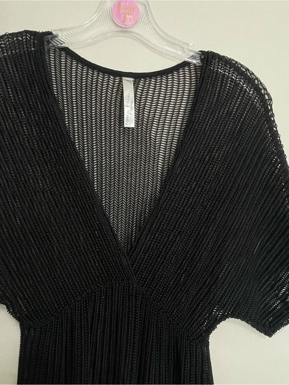Sheer Black V-Neck Women’s Swim Coverup~ Size Small ~‎ summertime